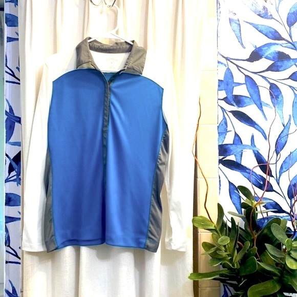 Women’s Callaway Blue White and Grey 1/4 Snap Front 100% Polyester Golf Shirt L - Picture 1 of 9